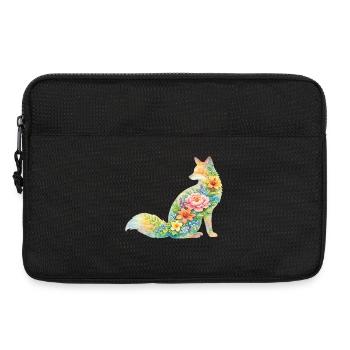 Fuchs Aquarell Silhouette Blumen - Laptoptasche 13" - Schwarz - Vorne