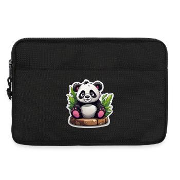 Panda Cartoon Assis Sur Bambou - Sacoche pour ordinateur portable 13 pouces - noir - Devant