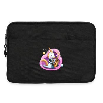 Einhorn Saxophon im Pink Wirbel - Laptoptasche 13" - Schwarz - Vorne