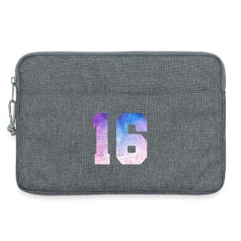 numéro 16 – Cadeau anniversaire 16 ans - Sacoche pour ordinateur portable 13 pouces - gris chiné - Devant