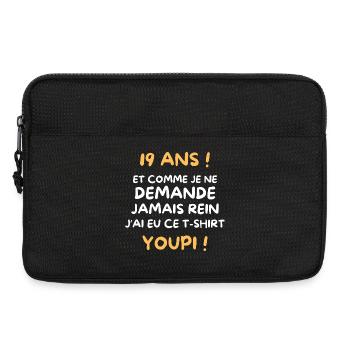 Funny Draw Boy Teen 19 Years Funny Birthday 19 - Sacoche pour ordinateur portable 13 pouces - noir - Devant