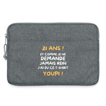 Lustiger Zeichner Junge Teenager 21 Jahre Lustiger Geburtstag 21 - Laptoptasche 13" - Grau meliert - Vorne