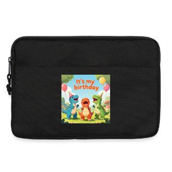 Dino Birthday Party: It's my birthday - Laptop bag 13" - black - Front