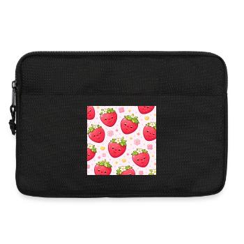 Motif à pois fraise Kawaii rose - Sacoche pour ordinateur portable 13 pouces - noir - Devant