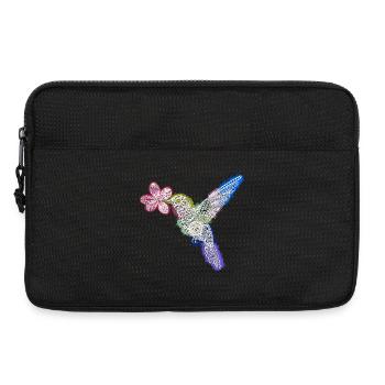 Zentangle Hummingbird with Flower - Laptop bag 13" - black - Front