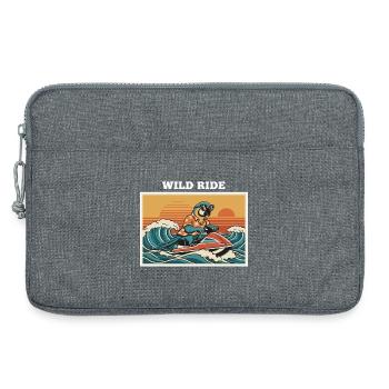 Retro Jet Ski Parrot "Wild Ride" - Laptop bag 13" - heather grey - Front