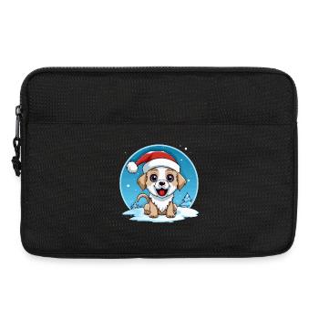 Chien d’hiver avec un chapeau de père Noël - Sacoche pour ordinateur portable 13 pouces - noir - Devant