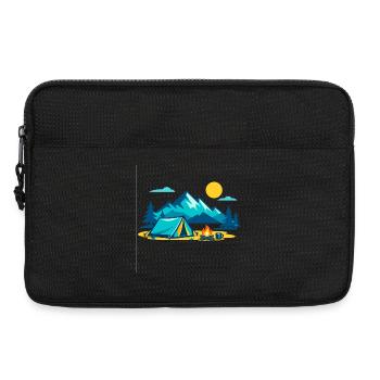 Mountain tent camping under sunny mountain scenery - Laptop bag 13" - black - Front