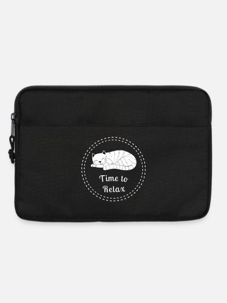 Time to Relax Cat Circle - Funny Cozy Humor - Laptop bag 13" - black