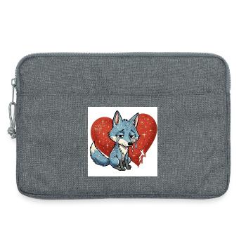 Renard, animal, triste symbole, cœur brisé - Sacoche pour ordinateur portable 13 pouces - gris chiné - Devant