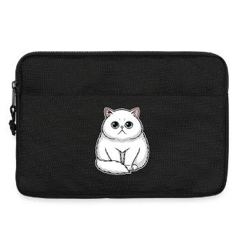 Chat Persan Blanc Yeux Émeraude Portrait Premium - Sacoche pour ordinateur portable 13 pouces - noir - Devant