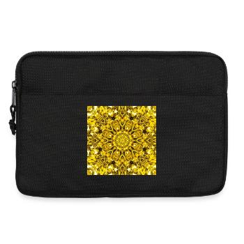 Gelbe Mandala radiales Muster - Laptoptasche 13" - Schwarz - Vorne