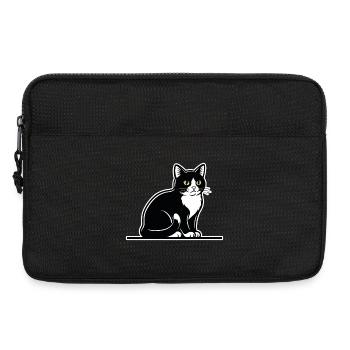 Tuxedo Cat Black and White Portrait Elegant Seated - Laptop bag 13" - black - Front