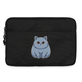 Blue Shorthair British Cat Cute Round Portrait - Laptop bag 13" - black - Front