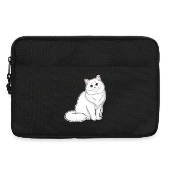 Chat Blanc Angora Yeux Vairons Portrait Élégant - Sacoche pour ordinateur portable 13 pouces - noir - Devant