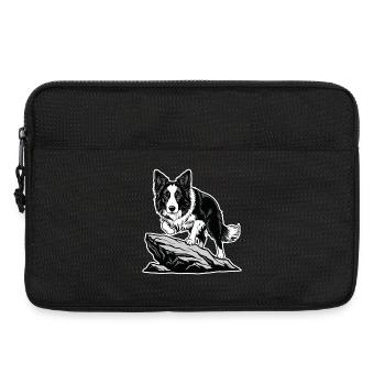 Dog Border Collie on Rock Portrait Agility - Laptop bag 13" - black - Front