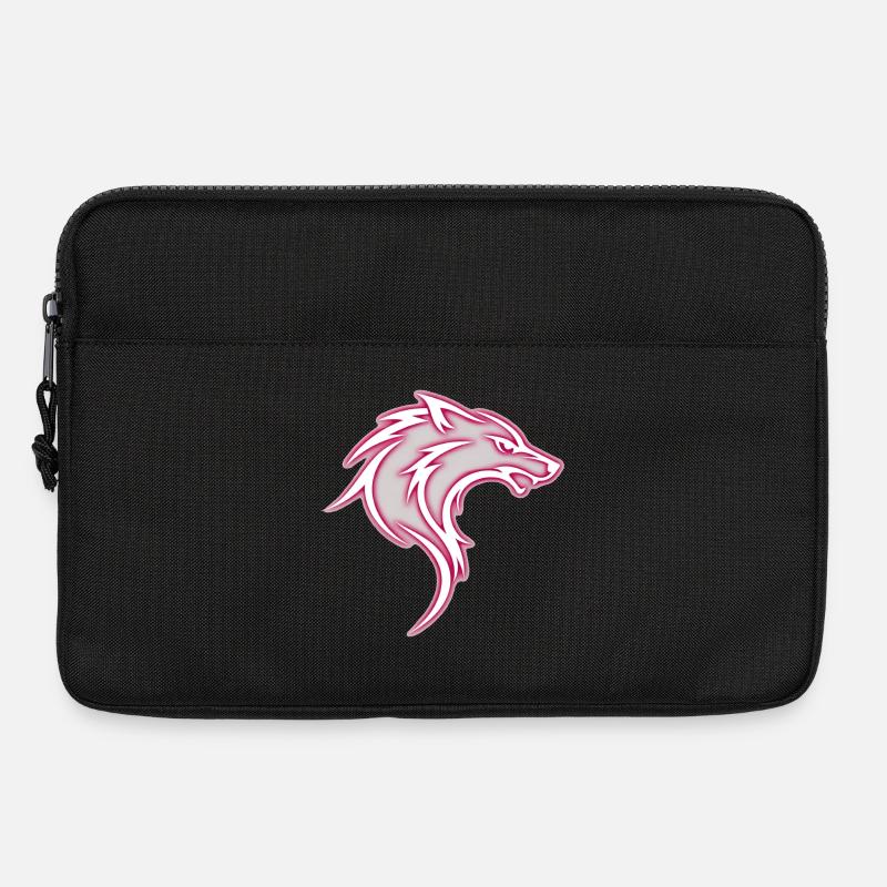 Aggressive pink stylized tribal wolf - Laptop bag 13" - black