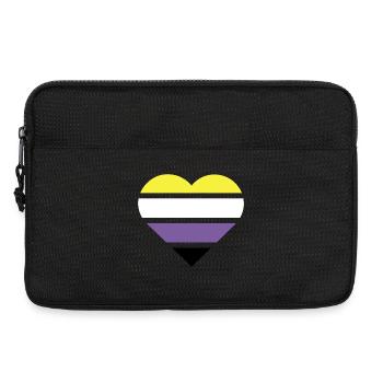 Drapeau de la fierté Cœur · Non-binaire - Sacoche pour ordinateur portable 13 pouces - noir - Devant