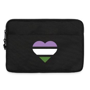 Drapeau de la fierté Cœur · Genderqueer - Sacoche pour ordinateur portable 13 pouces - noir - Devant