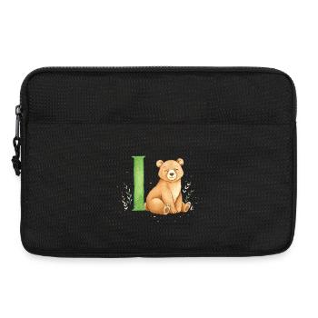 Aquarell Bär mit Buchstabe I - Laptoptasche 13" - Schwarz - Vorne