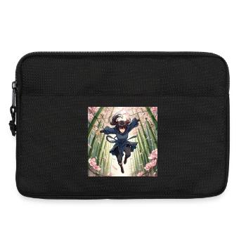 Héroïne de bambou sur le chemin des cerisiers en fleurs - Sacoche pour ordinateur portable 13 pouces - noir - Devant
