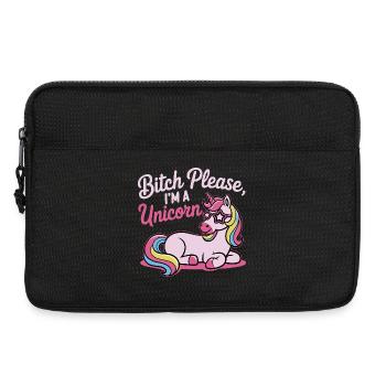 Einhorn Spruch Motiv B*tch please - Laptoptasche 13" - Schwarz - Vorne