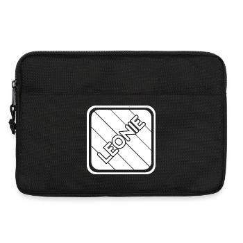 Leonie Schriftzug auf diagonalen Streifen - Laptoptasche 13" - Schwarz - Vorne
