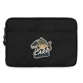 Karpfen fressen Schlaffische Wiederholung – Spiegelkarpfen-Design - Laptoptasche 13" - Schwarz - Vorne
