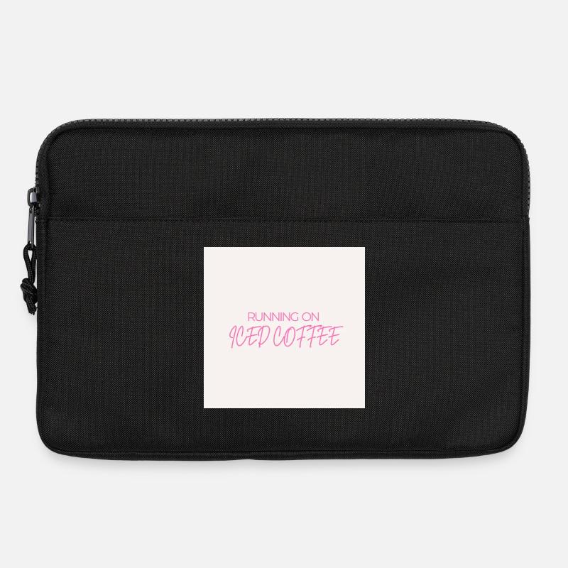 "RUNNING ON ICED COFFEE" Graphic Tee Design - Laptop bag 13" - black