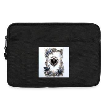 Zierherz im Blumenrahmen - Laptoptasche 13" - Schwarz - Vorne