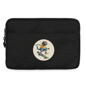 Skateboard-Katze im Retro-Vibe - Laptoptasche 13" - Schwarz - Vorne