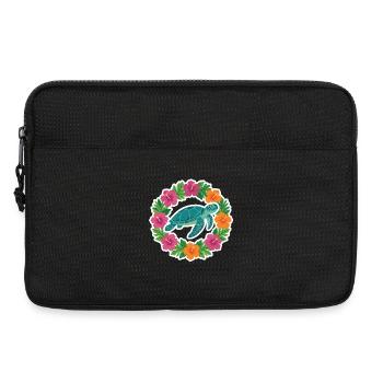 Turtle in Hibiscus Circle - Laptop bag 13" - black - Front
