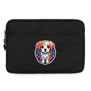 Chiot arc-en-ciel cœur joyeux - Sacoche pour ordinateur portable 13 pouces - noir - Devant