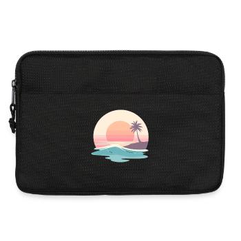 Retro Sunset Beach & Palm Tree - Laptop bag 13" - black - Front