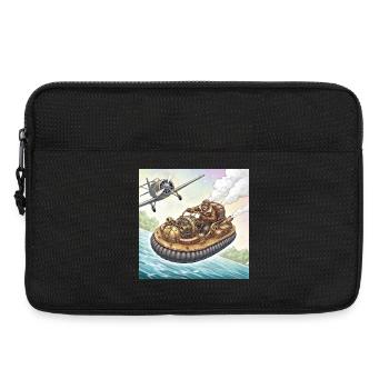Steampunk-Luftboot-Flussjagd - Laptoptasche 13" - Schwarz - Vorne