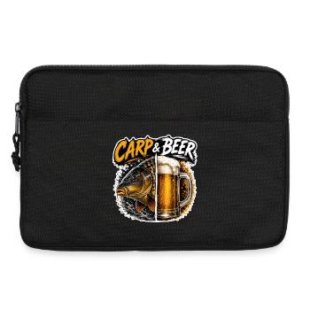 Carpe et bière : design de pêche drôle - Sacoche pour ordinateur portable 13 pouces - noir - Devant