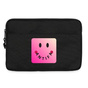 Friendly Antifa Pink | Gradient Smile Typo - Laptoptasche 13" - Schwarz - Vorne