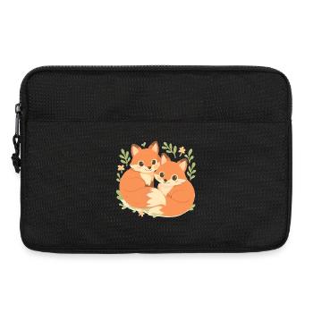 Deux adorables renards blottis dans la forêt - Sacoche pour ordinateur portable 13 pouces - noir - Devant
