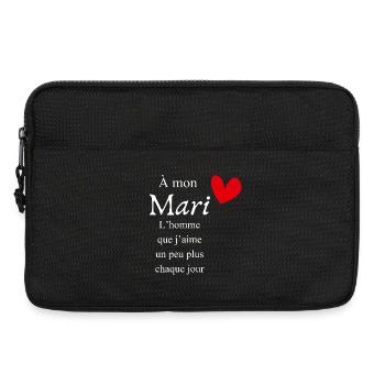 À mon mari chéri l’homme que j’aime idée cadeau - Sacoche pour ordinateur portable 13 pouces - noir - Devant