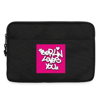 BLY_Berlin je t’aime - Autocollant rose - Sacoche pour ordinateur portable 13 pouces - noir - Devant