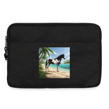 An Abaco Barbe horse and a Bahamian landscape - Laptop bag 13" - black - Front