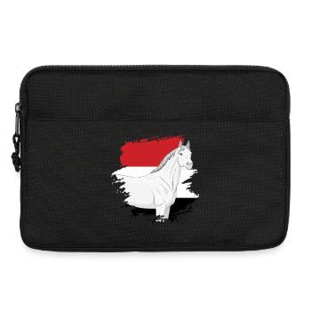 La tête d'un cheval Abbayan et le drapeau du Yémen - Sacoche pour ordinateur portable 13 pouces - noir - Devant