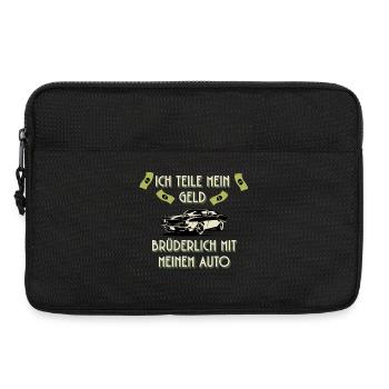 Lustiges Auto T-Shirt Ich teile mein Geld  - Laptoptasche 13" - Schwarz - Vorne