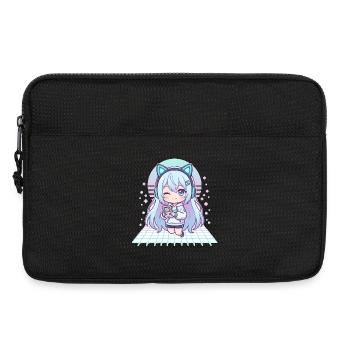 Kawaii gamer with cat ears - Laptop bag 13" - black - Front