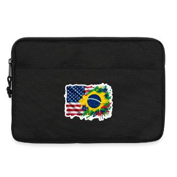 Sticker USA Brésil - Design Drapeau Double Nationa - Sacoche pour ordinateur portable 13 pouces - noir - Devant