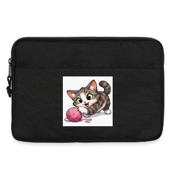 Kätzchen mit Wollknäuel - Laptoptasche 13" - Schwarz - Vorne