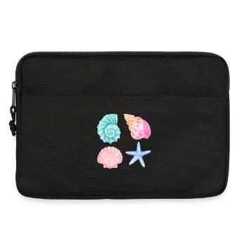 Wasserfarben Muscheln Strandmotiv - Laptoptasche 13" - Schwarz - Vorne