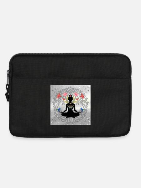 Mandala Butterfly Meditation Silhouette - Laptop bag 13" - black