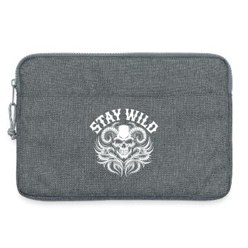 Stay Wild Skull Ornament Hörner - Laptoptasche 13" - Grau meliert - Vorne