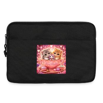 Cats in Tea Mug Sweet Dreams Gift - Laptop bag 13" - black - Front